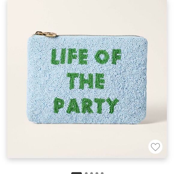 Kate Spade x Target Life of the party Beaded Blue Clutch with Green Text - Picture 1 of 3